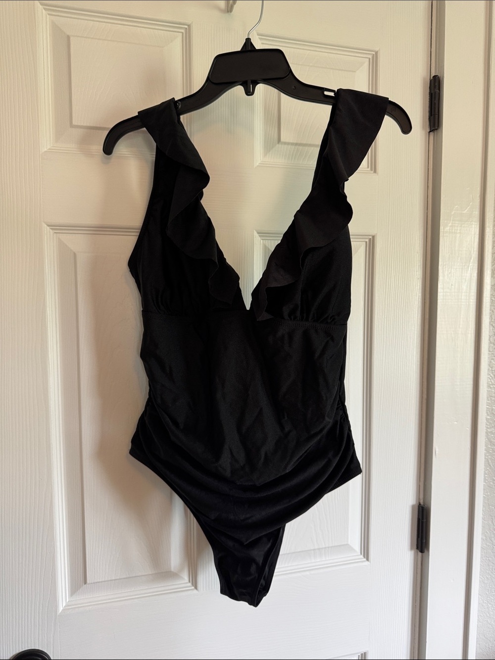 Black Ruffled One-Piece Swimsuit